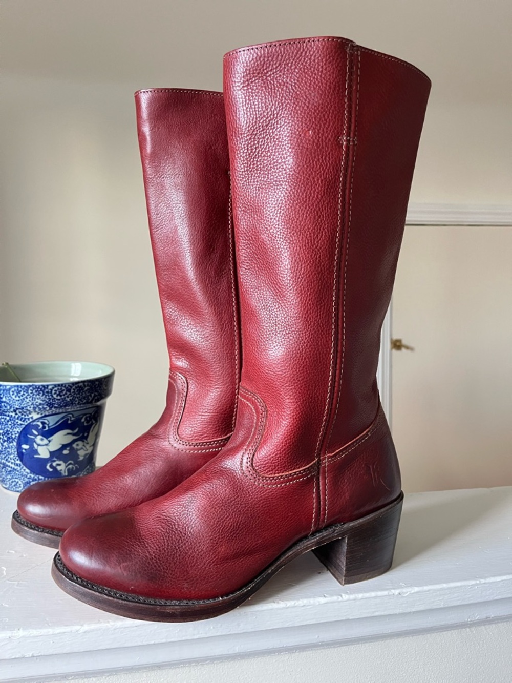 Frye Burgundy 14L Campus Leather Boots - Picture 2 of 12